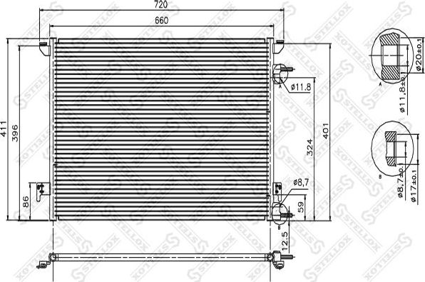 Радиатор кондиционера (конденсатор) Stellox для Fiat Croma II 2005-2011. Артикул 10-45210-SX