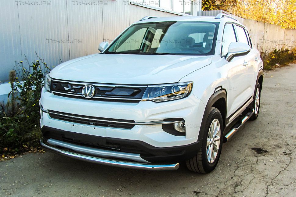 Защита Slitkoff переднего бампера d57 для Changan CS35 Plus 2019-2026. Артикул CHANCS35P-001
