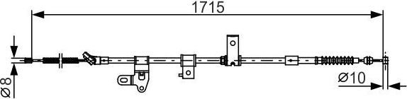 Трос ручника (тросик ручного тормоза) Bosch задний правый для Toyota Prius II (XW20) 2003-2009. Артикул 1 987 482 348