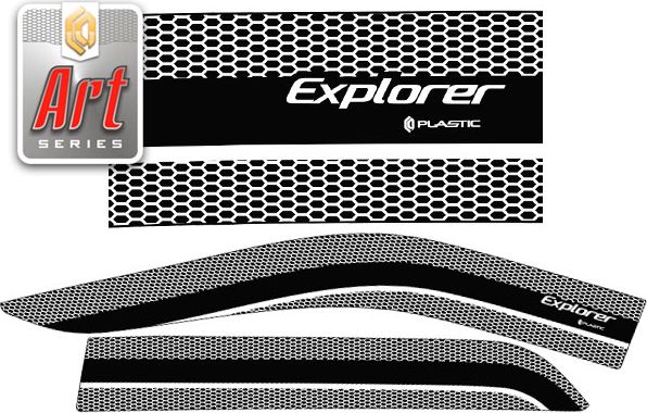 Дефлекторы СА Пластик для окон (Серия Art черная) Ford Explorer 2015-2019. Артикул 2010031511817