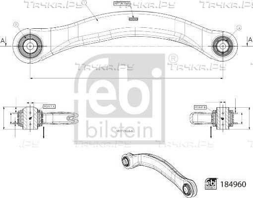 Поперечный рычаг задней подвески Febi Bilstein (Листовая сталь) задний левый верхний внешний для Audi A8 IV (D5) 2017-2026. Артикул 184960
