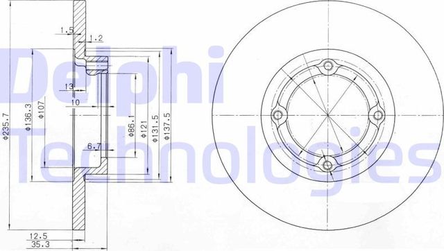 Тормозной диск Delphi передний для Daewoo Matiz I 1998-2015. Артикул BG3551