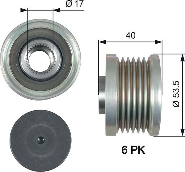 Муфта генератора обгонная Gates DriveAlign® для Renault Clio IV 2013-2019. Артикул OAP7179