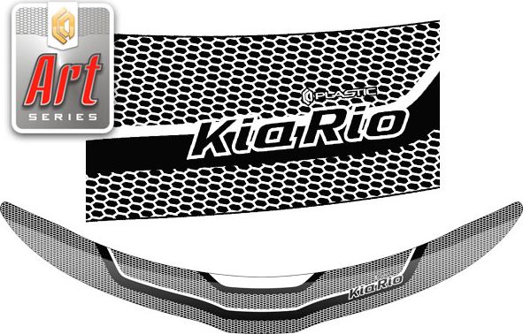 Дефлектор СА Пластик для капота (Серия Art белая) Kia Rio хечбек 2011–2015. Артикул 2010011407727