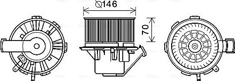Вентилятор, мотор печки (отопителя) салона AVA передний для Mercedes-Benz Sprinter 906 2006-2026. Артикул MS8647