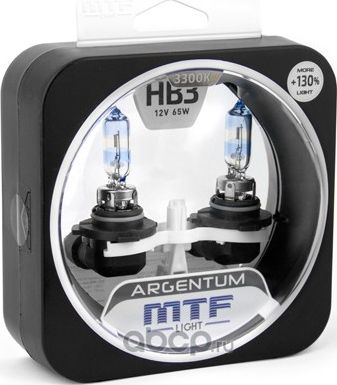 Лампа 12V HB3 65W P20d +130% бокс (2шт.) Argentum MTF. Артикул H3A12B3