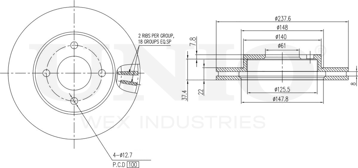 Диск тормозной (Unio). Артикул BRD-20384