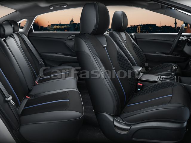 Чехлы универсальные каркасные CarFashion 5D Marshal Plus на сидения авто, цвет Черный/Черный/Синий. Артикул 27288