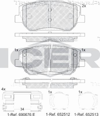 Тормозные колодки Icer для Hyundai Santa Fe IV 2018-2026. Артикул 182441