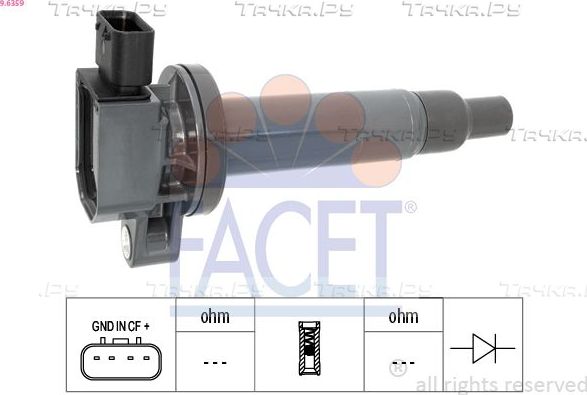 Катушка зажигания Facet Made in Italy - OE Equivalent для Toyota Echo 1999-2005. Артикул 9.6359