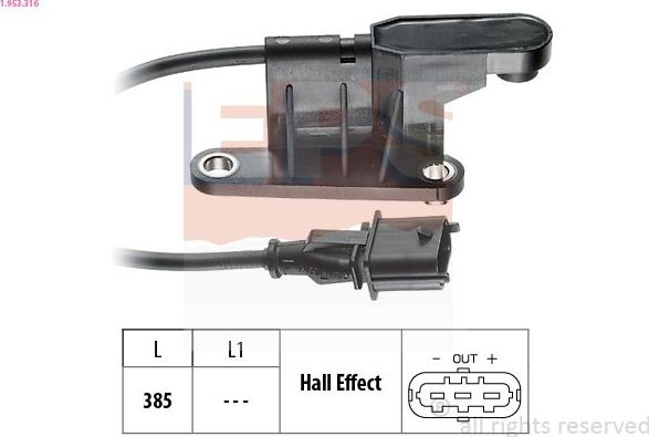 Датчик положения распредвала EPS Made in Italy - OE Equivalent для Opel Combo C 2005-2011. Артикул 1.953.316