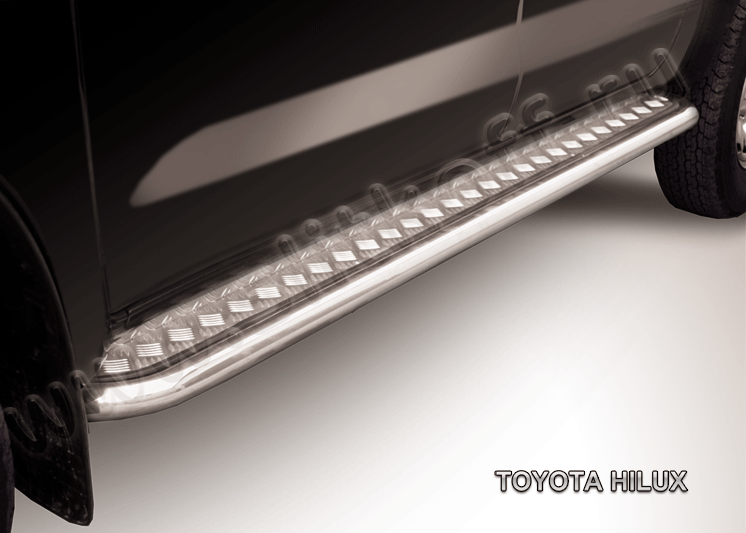 Пороги Slitkoff труба d57 с листом для Toyota Hilux VII 2011-2015. Артикул THL11-005