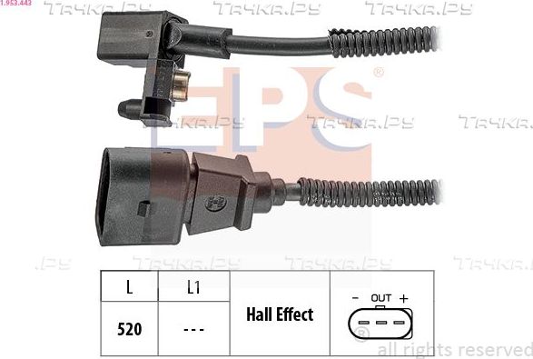 Датчик положения коленвала EPS Made in Italy - OE Equivalent для SEAT Leon I 1999-2006. Артикул 1.953.443