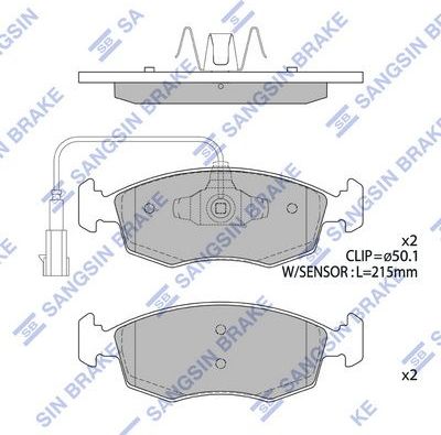Тормозные колодки Sangsin Hi-Q передние для Fiat 500 II 2007-2026. Артикул SP4189