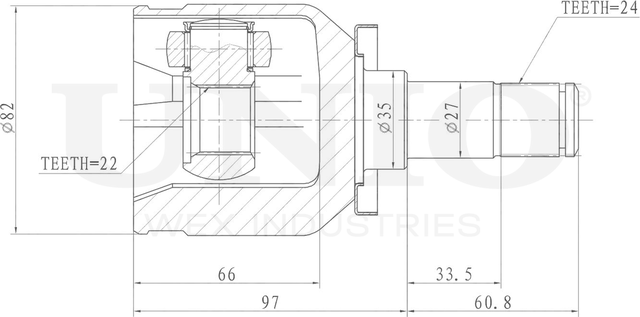 ШРУС внутренний (Unio). Артикул CVJ-30100