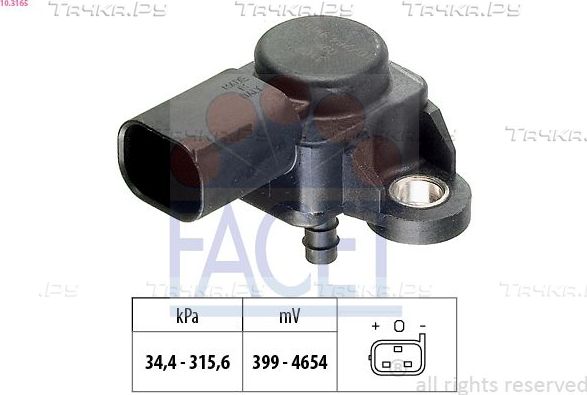 Датчик абсолютного давления (ДАД, MAP) Facet Made in Italy - OE Equivalent для Mercedes-Benz Sprinter Classic (909) 2013-2026. Артикул 10.3165
