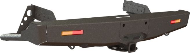 Бампер силовой STC задний для Mitsubishi L200 V 2015-2018 с квадратом под фаркоп, площадкой под лебедку и дублирующими фонарями. Артикул STC-ML200/15-BR-W-L1