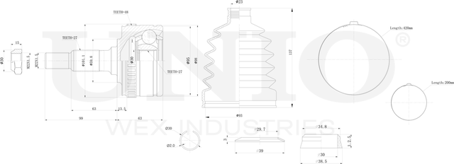 ШРУС наружный (Unio). Артикул CVJ-20091