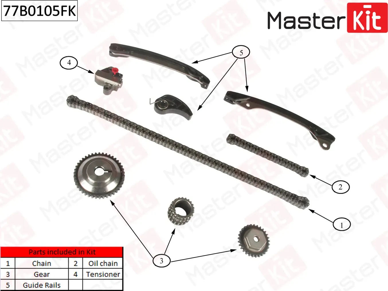 77B0105FK Комплект цепи ГРМ Nissan Micro/Note 1.2i HR12DE 2010- (Master KIT). Артикул 77b0105fk
