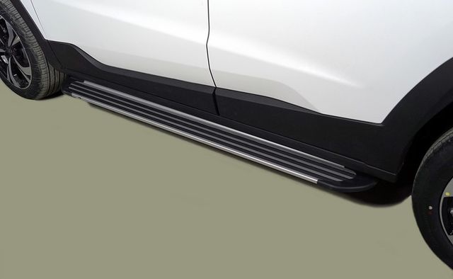 Пороги алюминиевые ТСС Slim Line Silver 1720 мм Москвич 3 2022-2026. Артикул MOSK322-09S