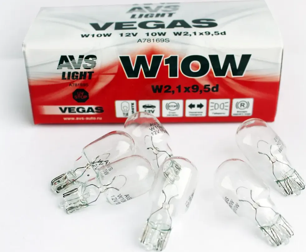 Лампа 12V W10W W2.1x9.5d AVS AVS. Артикул A78169S