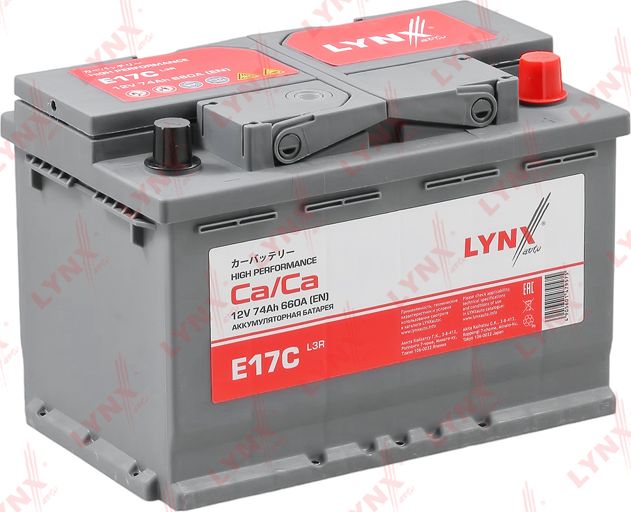 Аккумулятор 74 Ah, 660 A, обратная, 275X174X189 (Lynxauto) Lynxauto. Артикул E17C