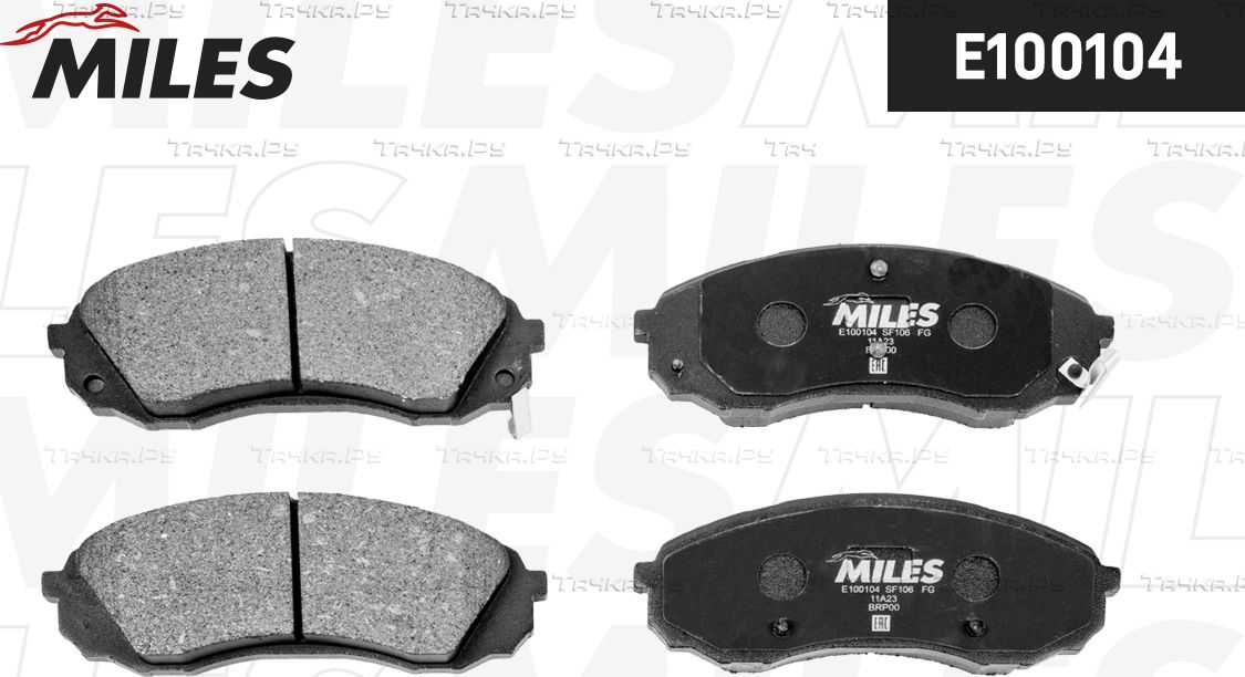 Тормозные колодки Miles (Semi-Metallic) передние для Kia Carnival II 2006-2014. Артикул E100104