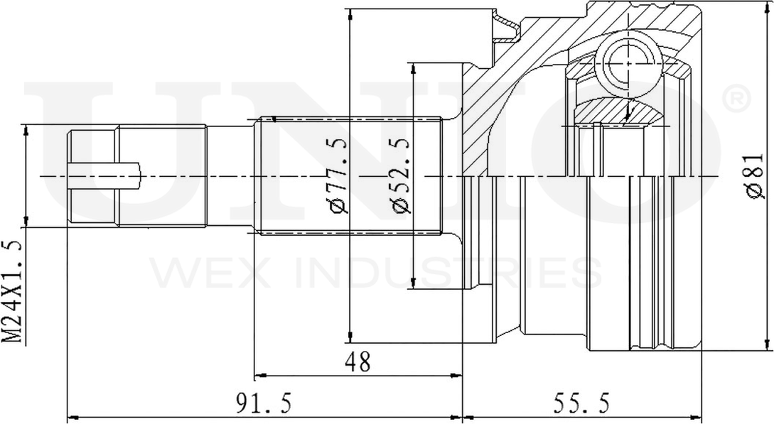 ШРУС наружный (Unio). Артикул CVJ-20252