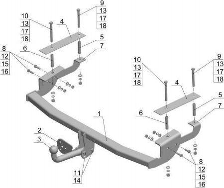 Фаркоп AvtoS для Fiat Sedici 2006-2014. Артикул FA 06