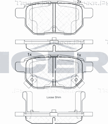 Тормозные колодки Icer задние для Toyota Ractis I 2005-2010. Артикул 181899