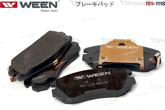 Тормозные колодки WEEN передние для Hyundai Coupe II (GK) 2001-2009. Артикул 151-1118