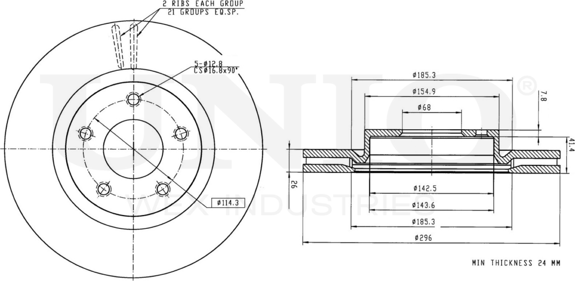 Диск тормозной (Unio). Артикул BRD-20316