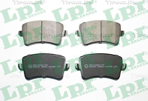 Тормозные колодки LPR задние для Audi A4 allroad IV (B8) 2009-2016. Артикул 05P1489