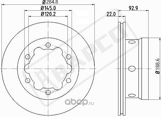 Диск тормозной вентилируемый зад. MB SPRINTER (903) 02-06,(906),(904), (Bapco). Артикул BD0235