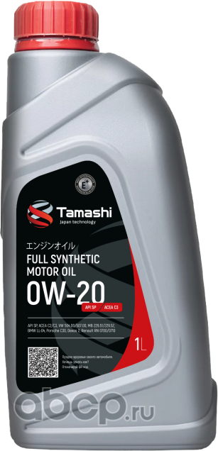 Масло моторное синтетическое 1л 0w-20 API SP/CF, SN+ ACEA C5, VW508.00/509.00 MB (Tamashi) Tamashi. Артикул 0W20T081