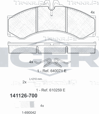 Тормозные колодки Icer. Артикул 141126-700