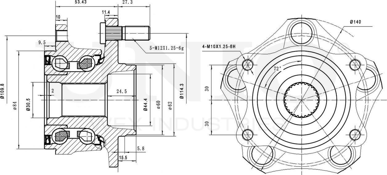 Ступица колеса с интегрированным подшипником (Unio). Артикул HUB-20031