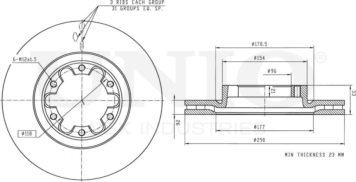 Диск тормозной (Unio). Артикул BRD-20325
