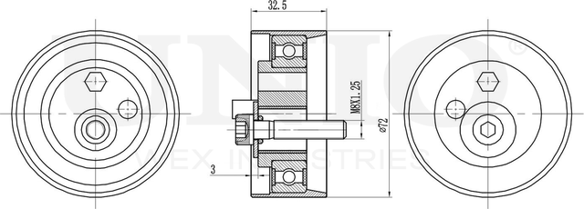 Ролик зубчатого ремня ГРМ натяжной (Unio). Артикул TNS-10254