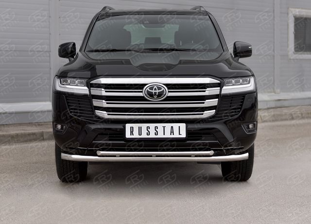 Защита RusStal переднего бампера d63 (секции) d42 (дуга) для Toyota Land Cruiser 300 2021-2026. Артикул TLCZ-003786
