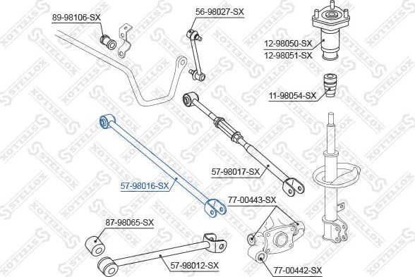 Поперечный рычаг задней подвески Stellox. Артикул 57-98016-SX