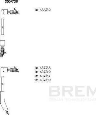 Высоковольтные провода (провода зажигания) (комплект) Bremi. Артикул 300/736