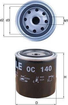 Масляный фильтр Mahle-Knecht. Артикул OC 140