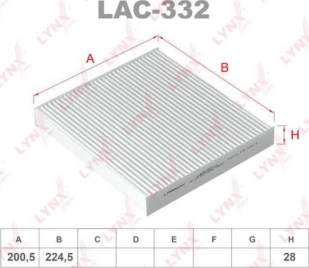 Салонный фильтр LYNXauto. Артикул LAC-332