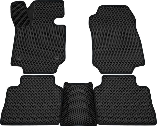 Коврики Rezkon 3D EVA ромб резиновые для салона Toyota RAV4 V 2019-2026 Черный кант. Артикул 9234035301