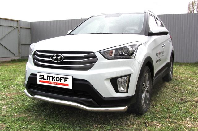 Защита Slitkoff переднего бампера d57 волна для Hyundai Creta 4WD 2016-2021. Артикул HCRET4WD002