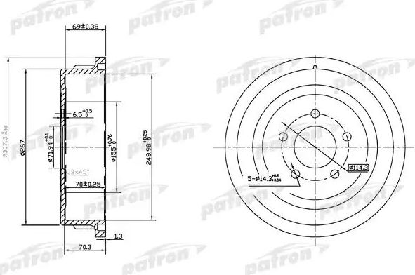 Тормозной барабан Patron. Артикул PDR1482