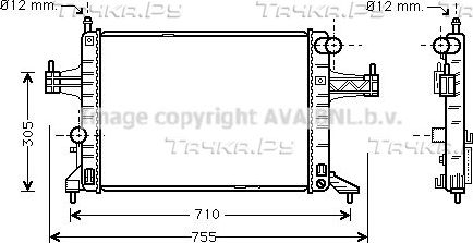 Радиатор охлаждения двигателя AVA для Opel Combo C 2001-2011. Артикул OLA2306
