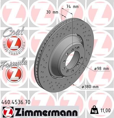 Тормозной диск Zimmermann FORMULA Z. Артикул 460.4536.70