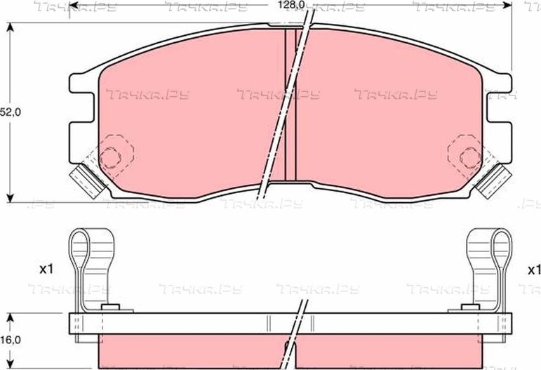 Тормозные колодки TRW передние для Mitsubishi Galant VII 1992-1996. Артикул GDB1128